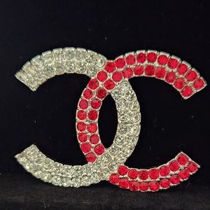 Inspired Fashion Red/Crystal Brooch (Silver)